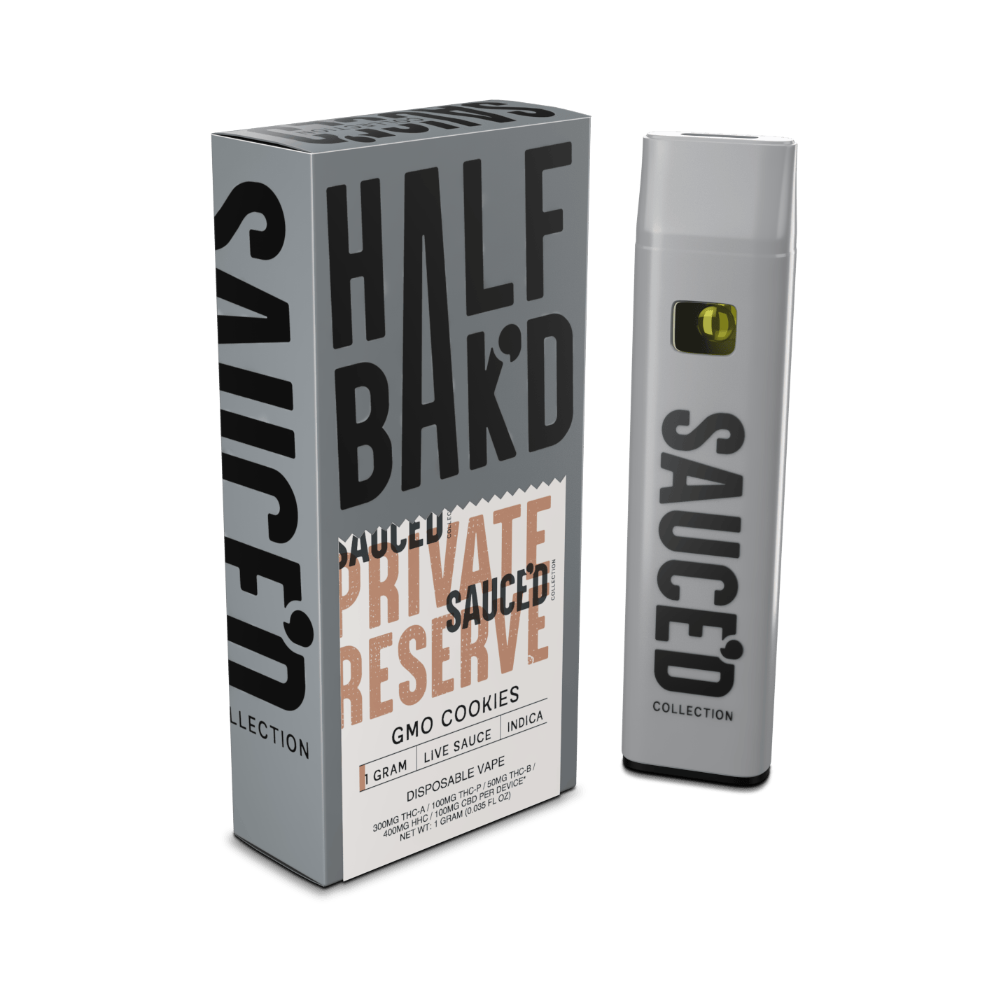 GMO Cookies | 1G Indica Live Resin Disposable | HALF BAK'D GMO Cookies | 1G Indica Live Resin Disposable | HALF BAK'D