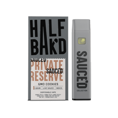 GMO Cookies | 1G Indica Live Resin Disposable | HALF BAK'D GMO Cookies | 1G Indica Live Resin Disposable | HALF BAK'D