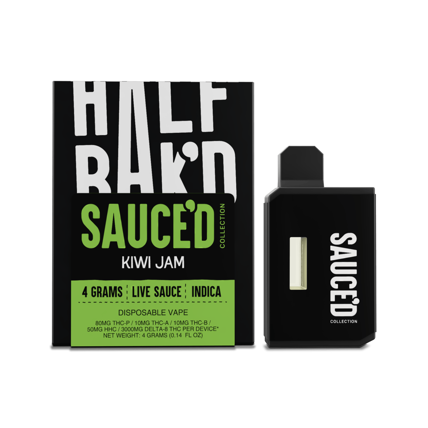 Kiwi Jam | 4G Indica Disposable | HALF BAK'D Kiwi Jam | 4G Indica Disposable | HALF BAK'D