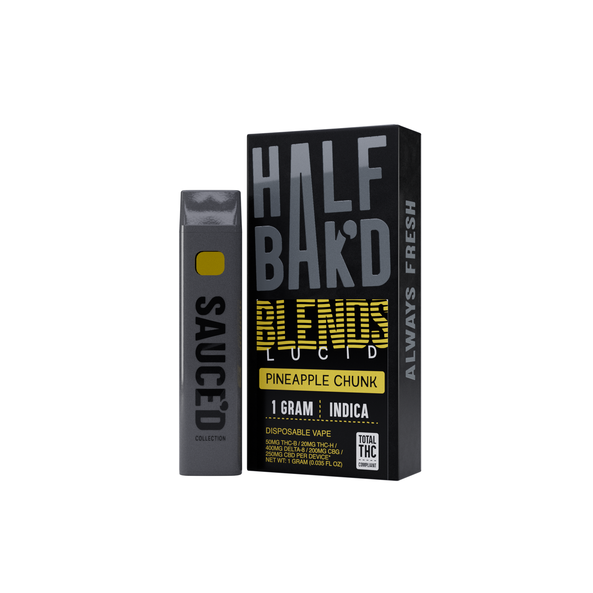 Pineapple Chunk | 1G Indica Disposable | Lucid Blend - Disposable -  HALF BAK&