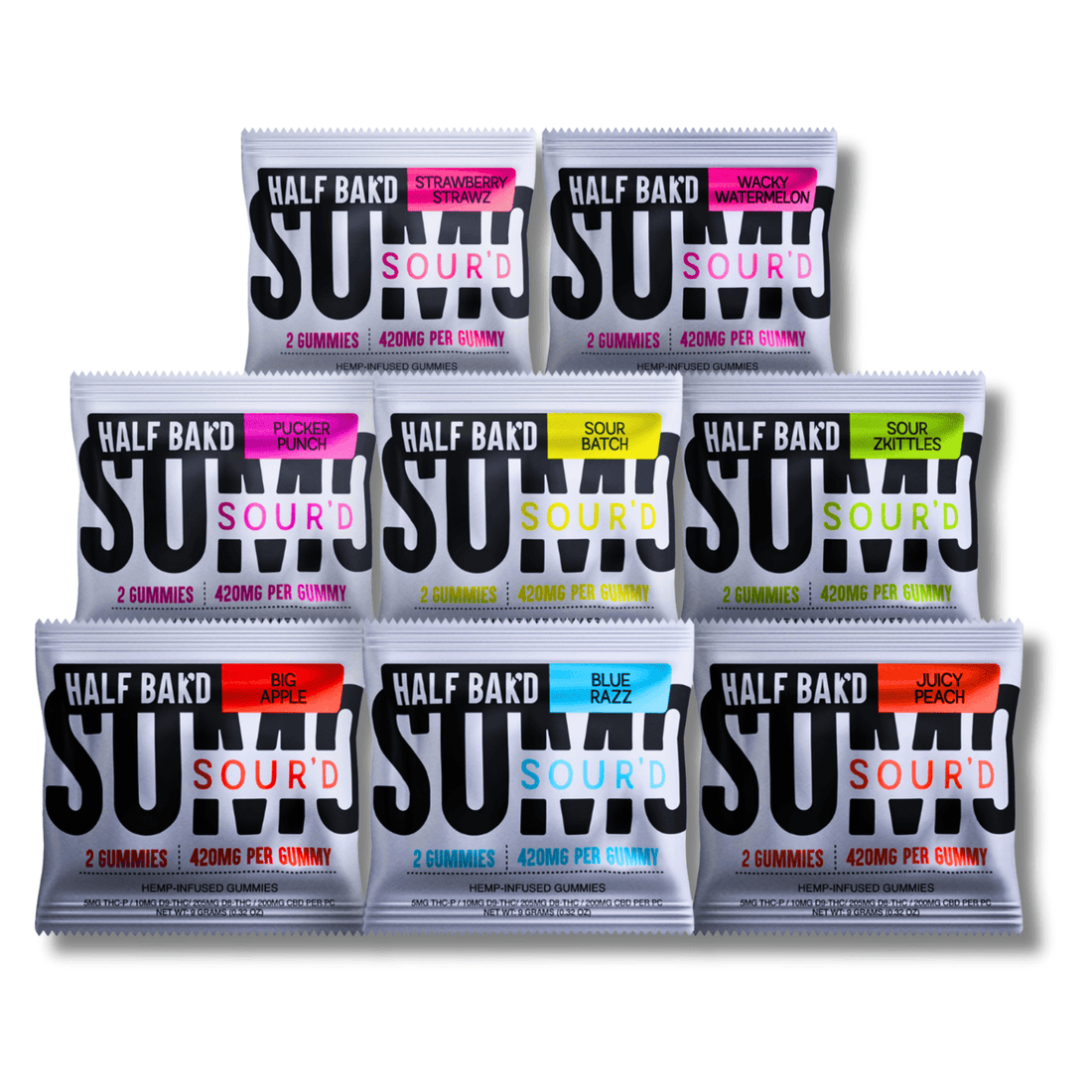 SOUR’D Minis Sample Pack — All 8 Flavors - Gummies -  HALF BAK&