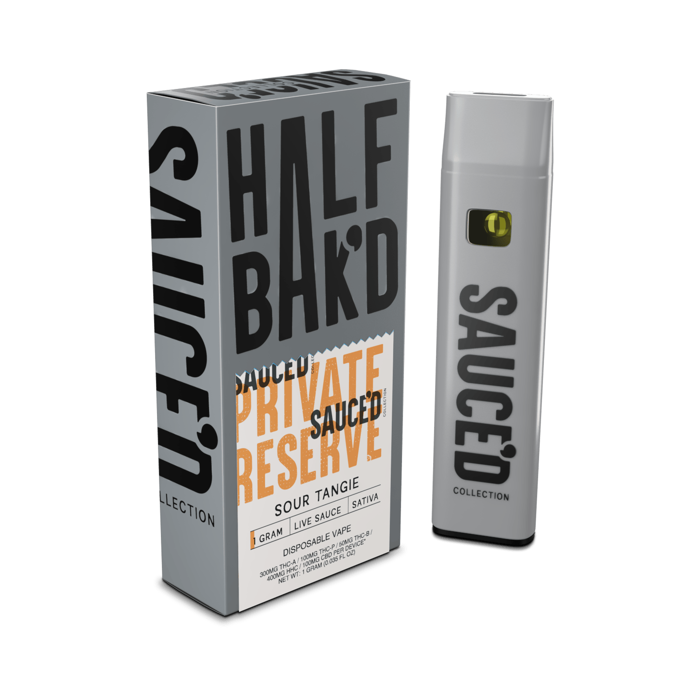Sour Tangie | 1G Sativa Live Resin Disposable | HALF BAK'D Sour Tangie | 1G Sativa Live Resin Disposable | HALF BAK'D
