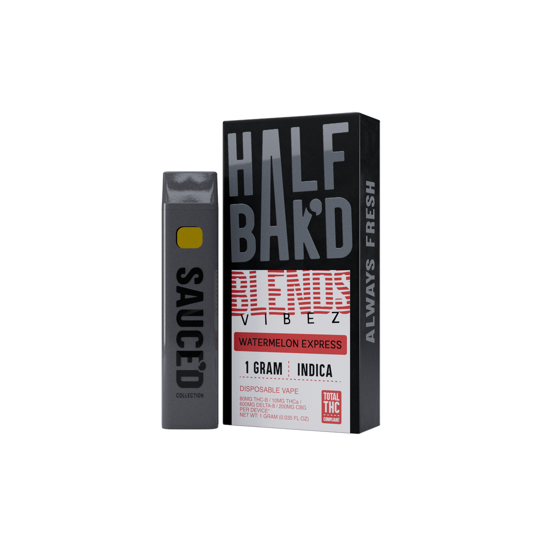 Watermelon Express | 1G Indica Disposable | Vibez Blend - Disposable - HALF BAK&